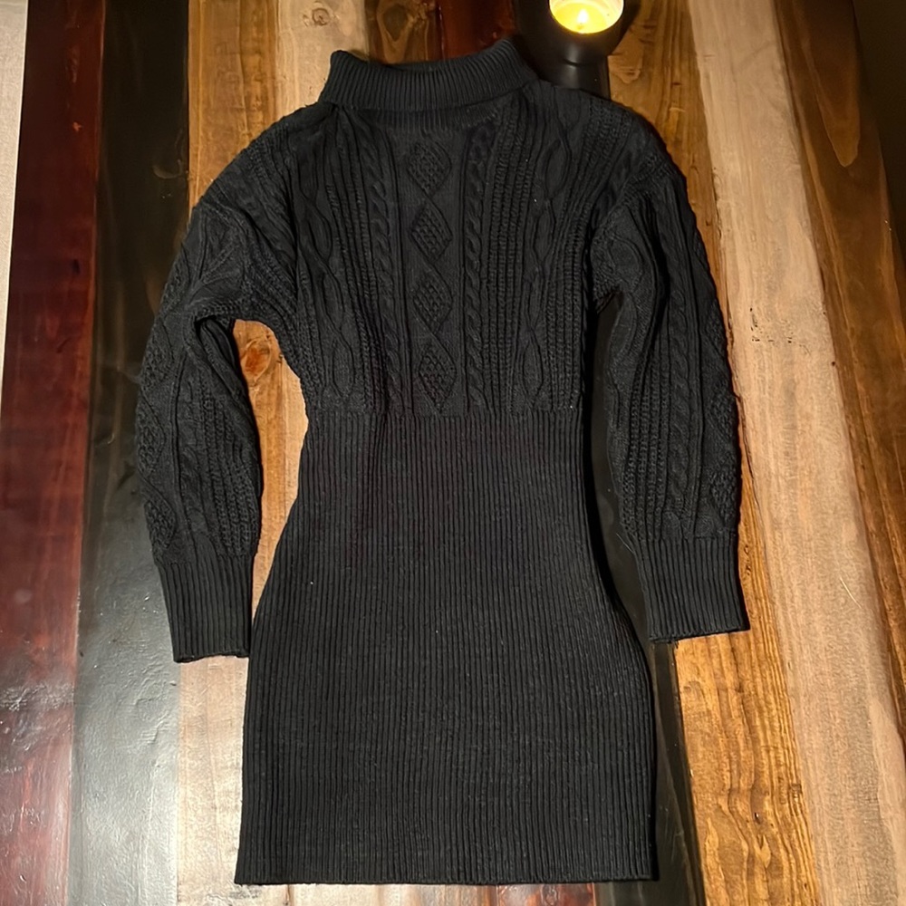 'Amazon' Black Sweater Dress, Size M